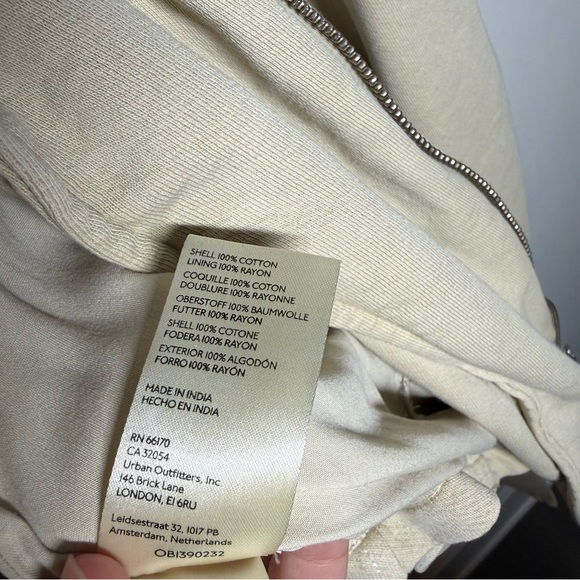 We The Free Free People Cream Cotton Moto Jacket Size M - Picture 7 of 8